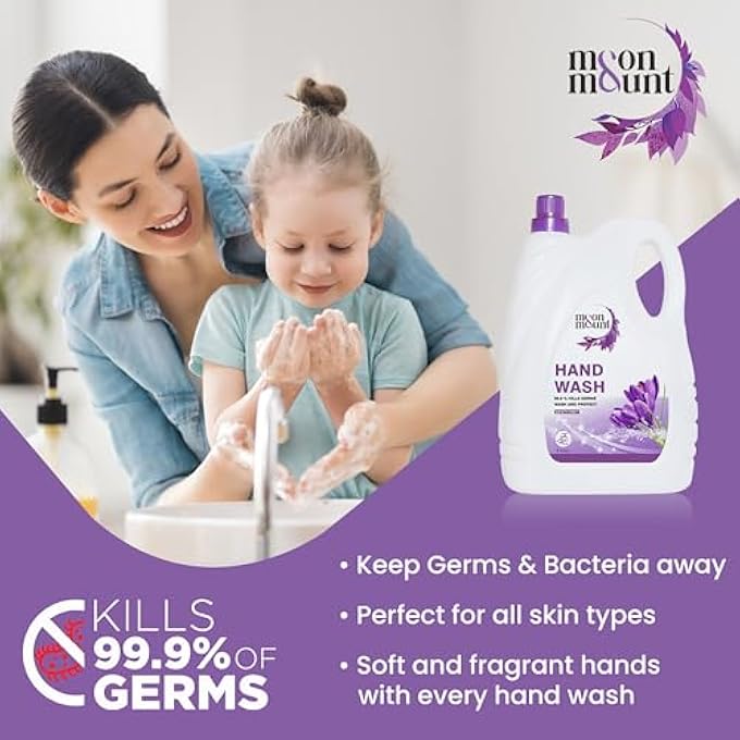 Moon & Mount HAND WASH PROTECTION FROM GERMS, HAND WASH LIQUIDS 5 LITER LIQUID HANDWASH FOR EVERYDAY USE (LAVENDER) - Image 5